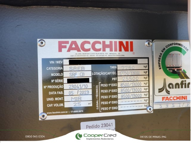 Basculante Facchini 25m³ 2024/2025 Kit Minério