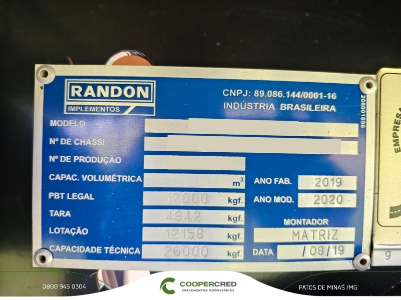 Bitrem Graneleiro Randon 2019/2020 7,10 m 4 eixos (2+2)