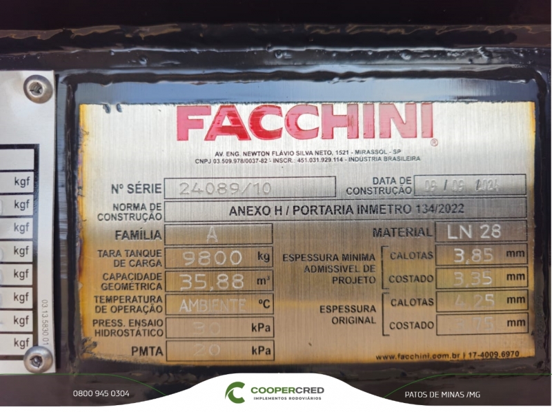 Tanque Facchini 24/25 35 mil litros Retirar Fábrica