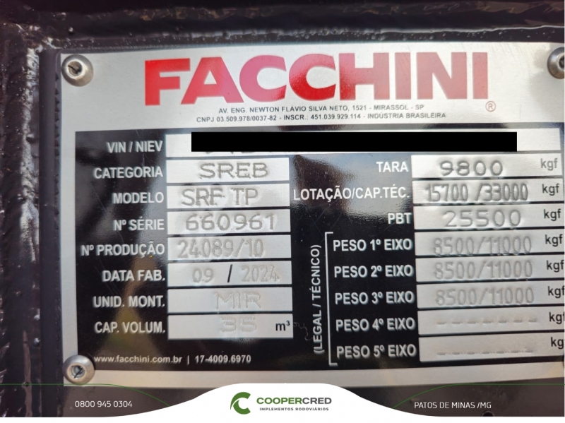 Tanque Facchini 24/25 35 mil litros Retirar Fábrica