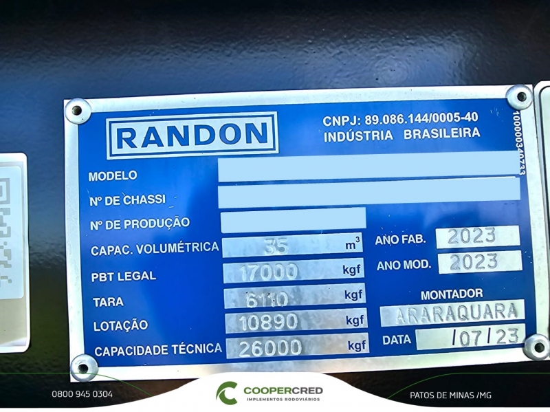 Rodocaçamba Randon New R 23/23 com Pneus Usados